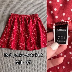 SHEIN Red Pleated Skater Mini Skirt